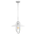 Lalia Home 1-Light Elongated Metal Hanging Pendant Lamp, 13-1/2"W, Clear Shade/Matte White Base 1 thumbnail image
