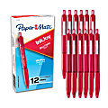 Paper Mate® InkJoy™ 300 RT Retractable Pens, Medium Point, 1.0 mm, Translucent Red Barrels, Red Ink, Pack Of 12