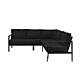 Linon Abilene Aluminum Outdoor Sectional Sofa, 31-1/4”H x 77-1/2”W x 78-1/2”D, Black/Black