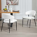 Glamour Home Ayoka Boucle Fabric Dining Chairs, White/Black, Set Of 2 Chairs