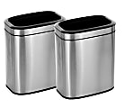 Alpine Industries Stainless Steel Rectangular Liner Open Top Trash Cans, 5.3 Gallons, Silver, Pack Of 2 Cans