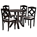 Baxton Studio Riona 5-Piece Dining Set, Gray/Dark Brown