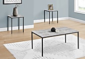 Monarch Specialties Jodi Metal/Laminate 3-Piece Rectangular Table Set, Gray/Black