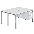 Boss Office Products Simple System Workstation Double Desks, Face To Face With 2 Pedestals, 29-1/2”H x 48”W x 48”D, White 1 thumbnail image