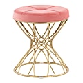 LumiSource Jasmine Velvet Vanity Stool, Pink/Gold