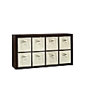 Sauder® Stow-Away 8-Cube Organizer With Fabric Bins, 57-7/8"H x 30-7/8"W x 15-3/8"D, Smoked Oak
