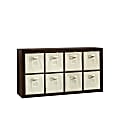 Sauder® Stow-Away 8-Cube Organizer With Fabric Bins, 57-7/8"H x 30-7/8"W x 15-3/8"D, Smoked Oak 1 thumbnail image