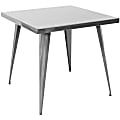 Lumisource Austin Industrial Dining Table, Square, Brushed Silver