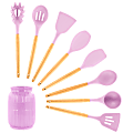 MegaChef Silicone And Wood Cooking Utensils, Pink, Set Of 9 Utensils 1 thumbnail image
