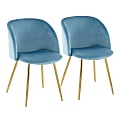 LumiSource Fran Dining Chairs, Gold/Light Blue, Set Of 2 Chairs