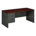 HON® 38000 Series Left-Pedestal Desk With Lock, 66"W, Mahogany/Charcoal