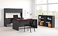 HON® 38000 72"W Kneespace Computer Desk Credenza, Mahogany/Charcoal