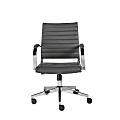 Eurostyle Brooklyn Faux Leather Low-Back Commercial Office Chair, Chrome/Gray
