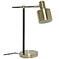 Lalia Home Mid-Century Modern Metal Table Lamp, 21"H, Antique Brass Shade/Black Base