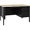 Lorell® Fortress 48"W Right-Pedestal Teacher's Writing Desk, Black Maple 1 thumbnail image