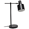 Lalia Home Mid-Century Modern Metal Table Lamp, 21"H, Black Shade/Black Base