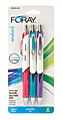 FORAY® Embark Retractable Ballpoint Pens, Medium Point, 1.0 mm, Assorted Ink Colors, Pack Of 3