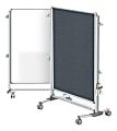 Ghent Nexus Jr. Partition Double-Sided Mobile Magnetic Whiteboard/Bulletin Board, 46 1/4" x 34 1/4", Gray Fabric/Silver Aluminum Frame