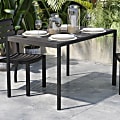 Flash Furniture Outdoor Dining Table Furniture With Umbrella Holder Hole, 29-1/2”H x 30”W x 48”D, Gray Wash Teak