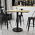 Flash Furniture Laminate Rectangular Table Top With Round Bar-Height Table Base, 43-1/8"H x 30"W x 48"D, Natural/Black