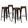 Baxton Studio Horton 4-Piece Bar Stool Set, Walnut Brown/Brown 1 thumbnail image