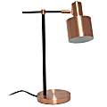 Lalia Home Mid-Century Modern Metal Table Lamp, Rose Gold Shade/Black Base