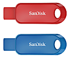 Sandisk Cruzer Snap USB Flash Drive, 32GB, Red and Blue Pack of 2
