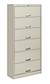 HON® Brigade® 600 36"W Lateral 6-Shelf Letter-Size File Cabinet With Locking Doors, Metal, Light Gray/Silver