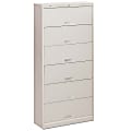 HON® Brigade® 600 36"W Lateral 6-Shelf Letter-Size File Cabinet With Locking Doors, Metal, Light Gray/White