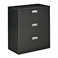 HON® 600 36"W x 19-1/4"D Lateral 3-Drawer File Cabinet With Lock, Charcoal
