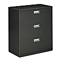 HON® 600 36"W x 18"D Lateral 3-Drawer File Cabinet With Lock, Charcoal 1 thumbnail image