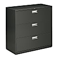 HON® 600 42"W x 19-1/4"D Lateral 3-Drawer File Cabinet With Lock, Charcoal