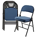 Elama Metal Folding Chairs With Padded Seats, Dark Blue/Black, Set Of 4 Chairs 1 thumbnail image