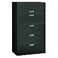HON® 600 20"D Lateral 5-Drawer File Cabinet With Lock, Charcoal