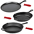 MegaChef Pre-Seasoned 6-Piece Cast Iron Cookware Set, Black/Red
