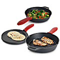 MegaChef Pre-Seasoned 6-Piece Cast Iron Cookware Set, Black/Red 1 thumbnail image