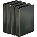 Business Source Basic Round Ring Binders, 1" Ring, Black, Pack Of 4 1 thumbnail image