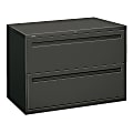 HON® Brigade® 700 42"W x 18"D Lateral 2-Drawer File Cabinet, Charcoal