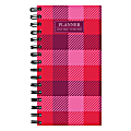 2025 TF Publishing Small Weekly/Monthly Planner, 3-1/2” x 6-1/2”, Pink Plaid, January To December