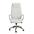 Eurostyle Crosby Faux Leather High-Back Commercial Office Chair, White/Silver