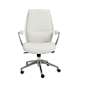 Eurostyle Crosby Faux Leather Low-Back Commercial Office Chair, White/Silver