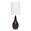 Simple Designs 1-Light Teardrop Table Lamp, 19-1/2"H, White Shade/Restoration Bronze Base