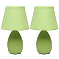 Creekwood Home Nauru Petite Ceramic Oblong Table Lamps, 9-1/2"H, Green Shades/Green Bases, Set Of 2