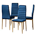 Baxton Studio Armand Dining Chairs, Navy Blue/Gold, Set Of 4 Chairs