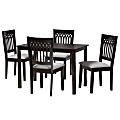 Baxton Studio Genesis Modern 5-Piece Dining Set, 29-3/16”H x 43-5/16”W x 27-9/16”D, Gray/Dark Brown