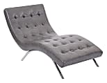 Office Star™ Avenue Six Blake Tufted Chaise, Pewter/Chrome