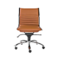 Eurostyle Dirk Armless Faux Leather Low-Back Commercial Office Chair, Chrome/Cognac