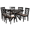 Baxton Studio Mila Dining Set, 29-15/16”H x 47-1/4”W x 47-1/4”D, Sand/Dark Brown