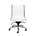 Eurostyle Dirk Armless Faux Leather Low-Back Commercial Office Chair, Chrome/White