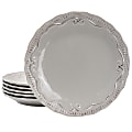 Modern Southern Home Capri 6-Piece Stoneware Embossed Dinner Plate Set, 11”, Gray 1 thumbnail image